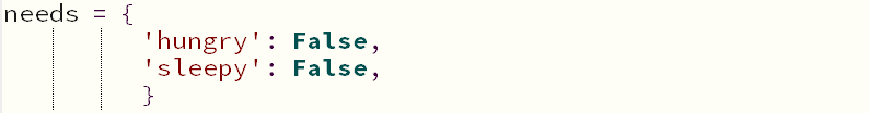 code snippet, highlighting dictionary